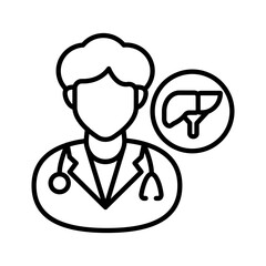 Hepatologist Outline Icon, Vector illustration
