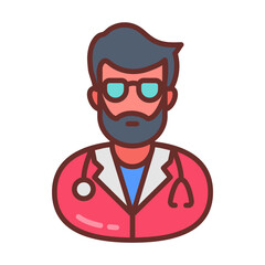 Experienced Doctor Filled Icons , Vector illustration