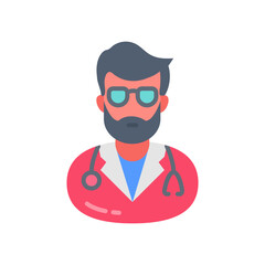 Experienced Doctor Flat Icons, Vector illustration