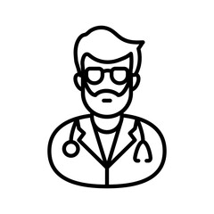 Experienced Doctor Outline Icon, Vector illustration