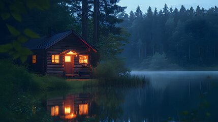 house on the lake. Generative AI