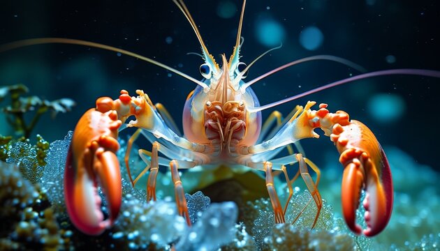 macro shot of a shrimp underwater