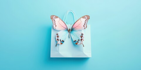 Abstract Shopping Bag with Butterfly Design