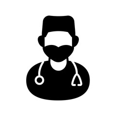 Male Nurse Glyph Icon, Vector illustration