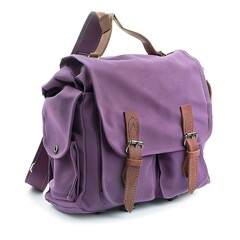 Purple shoulder school bag on white background