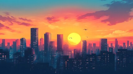 Fototapeta premium Sunset in the city background