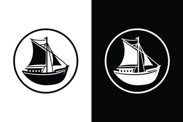 Silhouette Seas Elegant Black And White Boat Design.