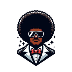 Stylish black male with afro hairstyle with sunglasses. Modern isolated vector illustration