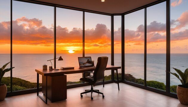 Fototapeta Ocean view home office