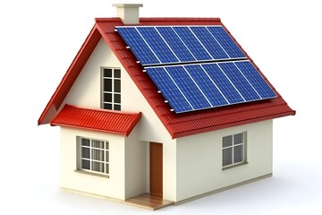 Naklejka premium Modern House with Solar Panels on Roof