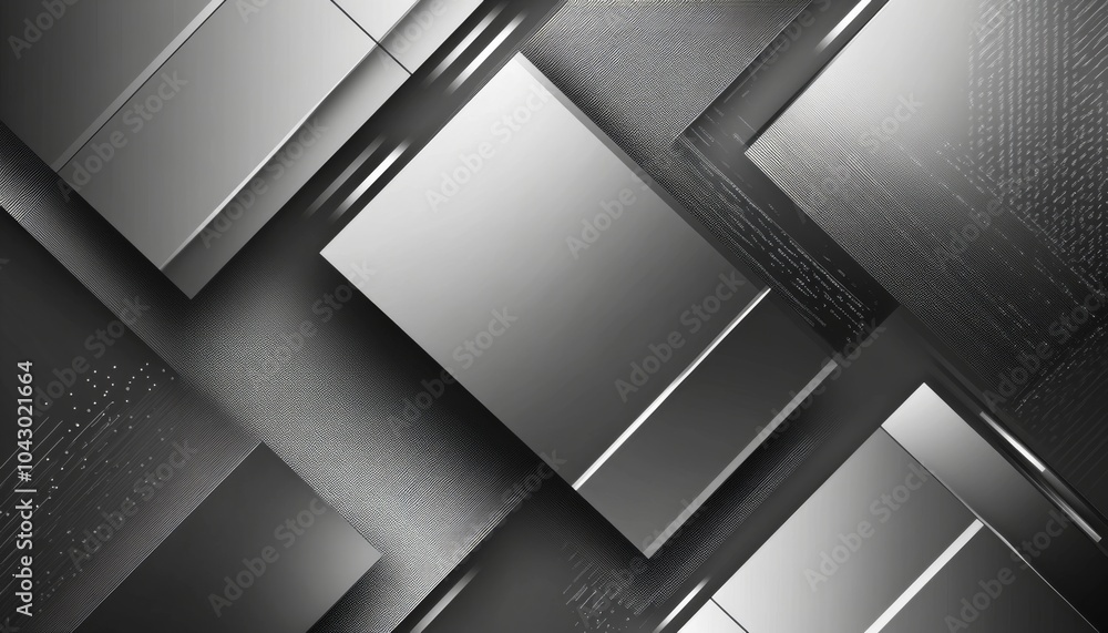 Poster abstract geometric background with overlapping squares in shades of gray.