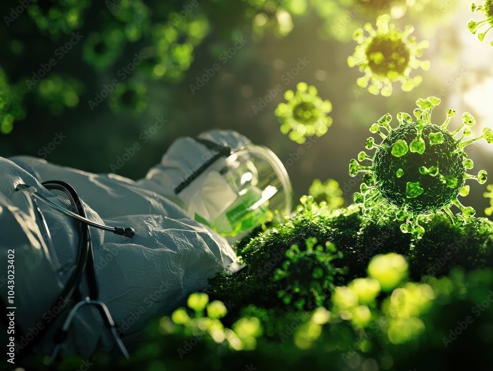 Poster exploring the interplay between science and nature a close-up on viruses in the environment