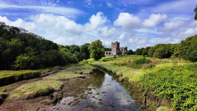 Ireland Epic Locations Wexford Tintern Abbey romantic landscape the ruins of the ancient abbey in historic Wexford Ireland