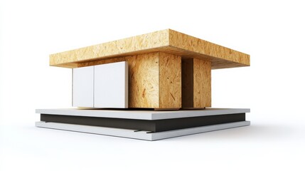 Modern Sustainable Construction: A sleek, minimalist wooden structure, designed with sustainability in mind, showcasing the beauty of natural materials and innovative building techniques.