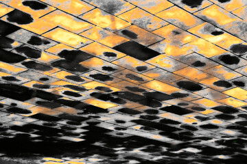 Yellow black surreal tile futuristic surface