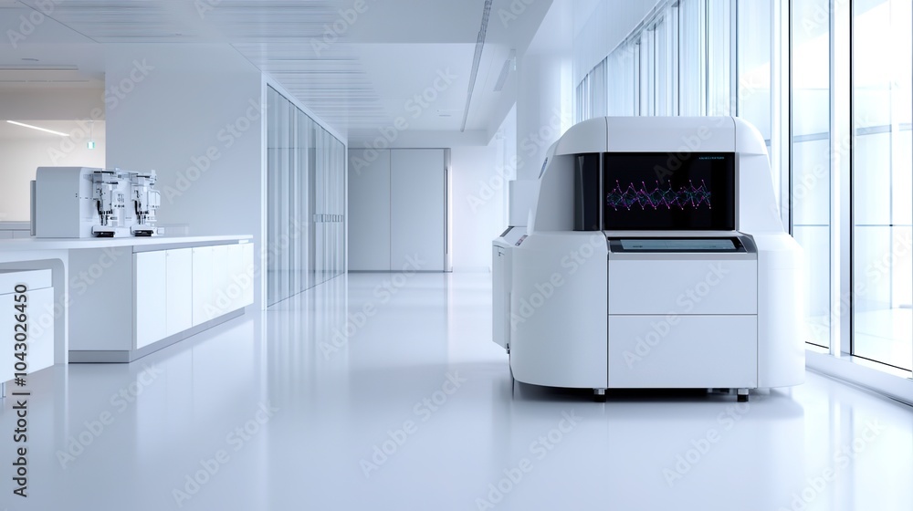 Poster advanced genome sequencing machine in modern lab