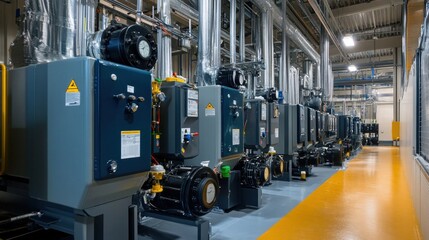 Fototapeta premium Industrial temperature control systems, highlighting comprehensive solutions that manage heat in manufacturing plants to ensure product quality and equipment safety
