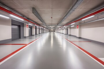 Fototapeta premium Underground Garage: Modern Car Parking in Urban City Setting