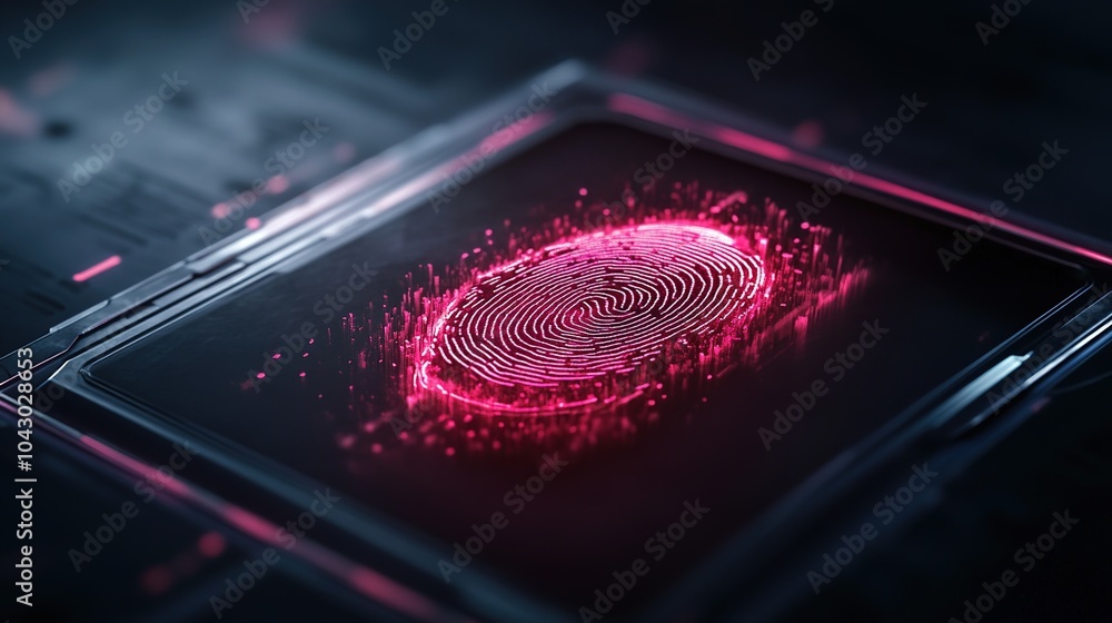 Poster futuristic biometric security scan visualization
