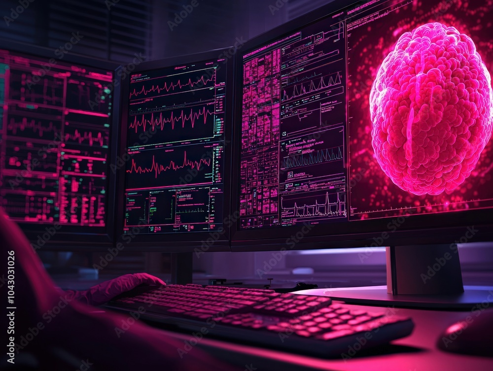 Poster exploring the intersection of technology and neuroscience through data visualization and analysis