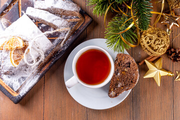 Homemade Christmas chocolate stollen