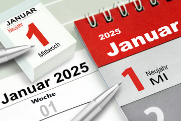 Deutscher Kalender Datum 1. Januar 2025 Neujahr