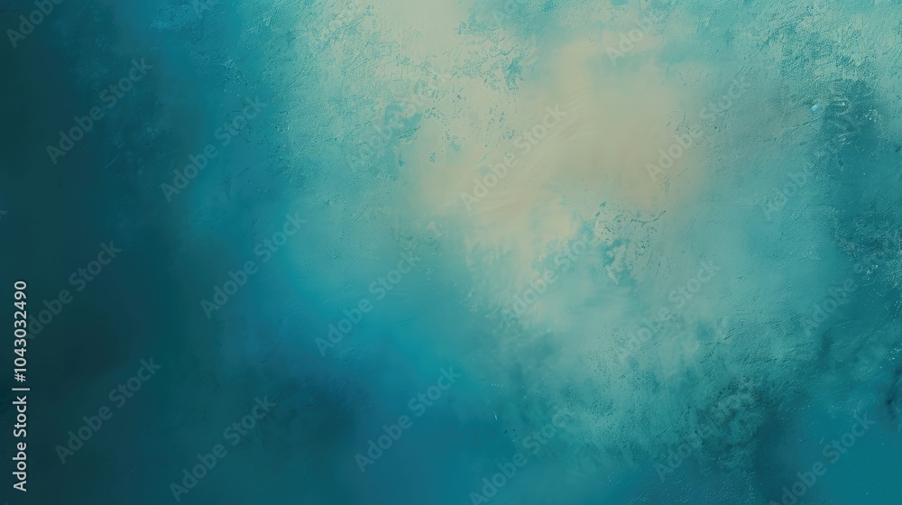 Aufkleber the image is an abstract, blurry background with a cool blue and teal color scheme. there are hints 