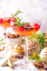 Cranberry Christmas cocktail, punch or sangria drink