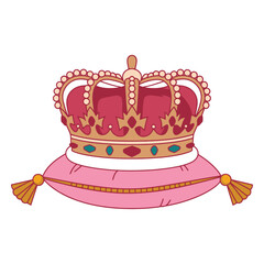 Ornate Pink Royal Crown on Pillow Illustration