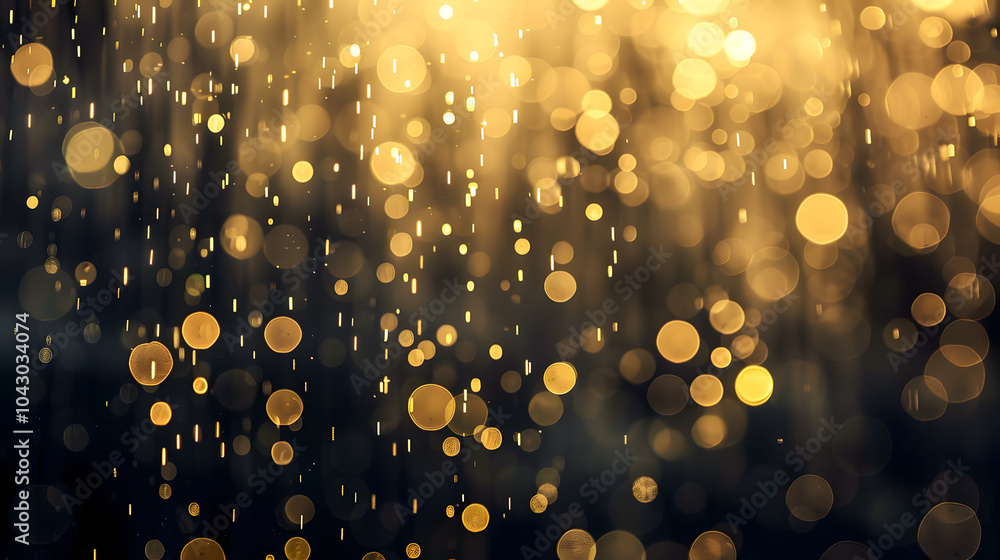Poster a blurry image of gold and black with many small circles. the circles are of different sizes and are