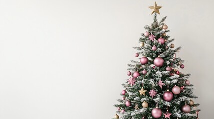 Pink and Gold Christmas Tree with White Background
