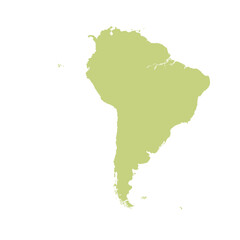 Map of South America, sign silhouette. World Map Globe. Vector Illustration isolated on white background. Latin American continent.