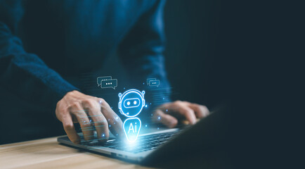 AI generates bot artificial intelligence, which is smart robot conversation. development of chatbot...