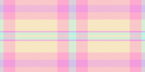 Club pattern fabric check, korean texture background seamless. Tile tartan textile plaid vector in light and pink colors.