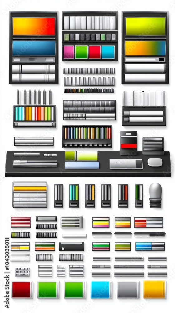 Poster a collection of colorful, modern, and sleek ui elements for web design and mobile apps.