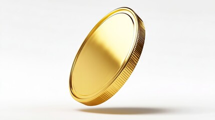 A gold coin on a white background