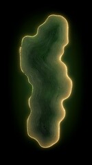 Abstract green and yellow glowing shape on black background.