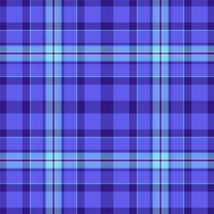 Checked seamless vector tartan, guy background textile fabric. Overlayed texture plaid pattern check in indigo and blue colors.