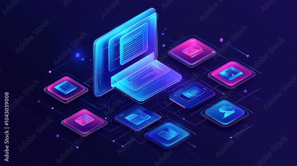 Poster digital communication and data visualization concept