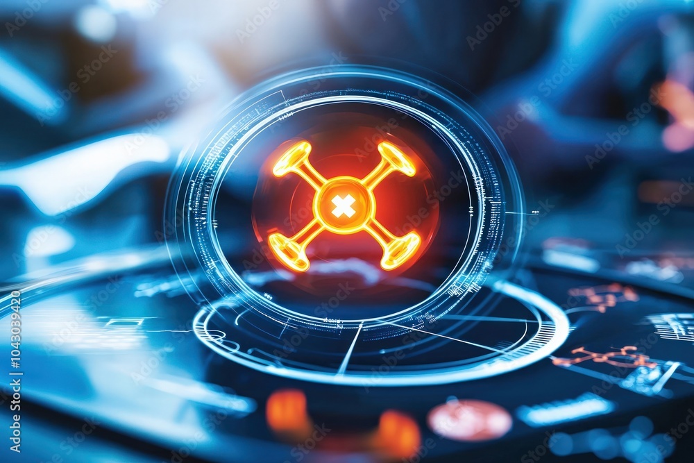Poster innovative drone technology with futuristic interface for enhanced user experience and safety featur
