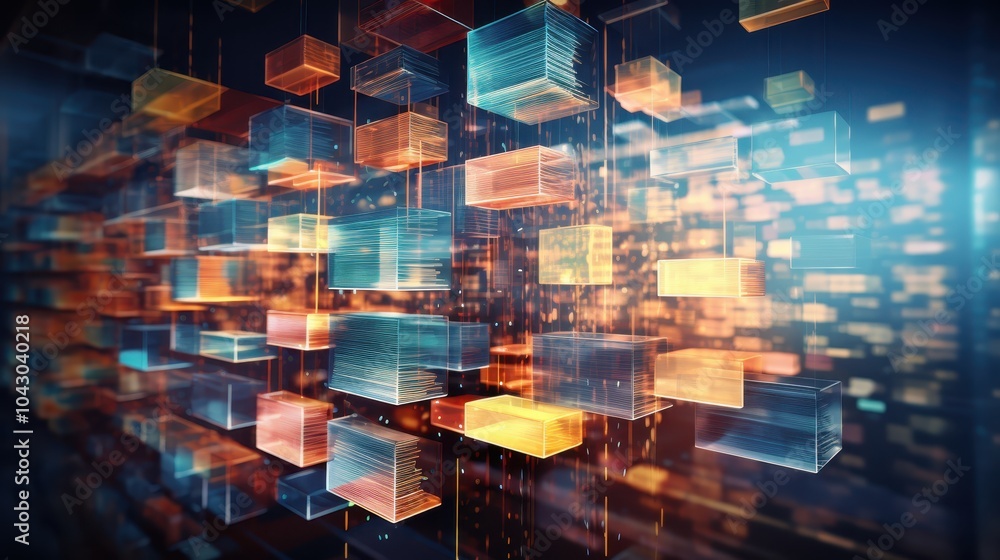 Poster abstract block structures in digital space