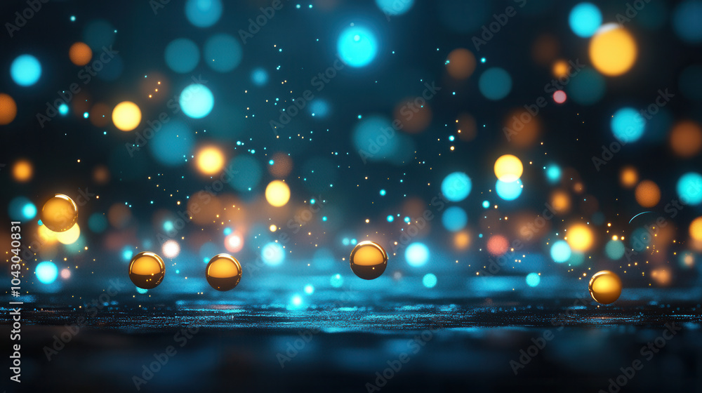 Poster vibrant bokeh lights create magical atmosphere with shimmering droplets reflecting colors. scene is 