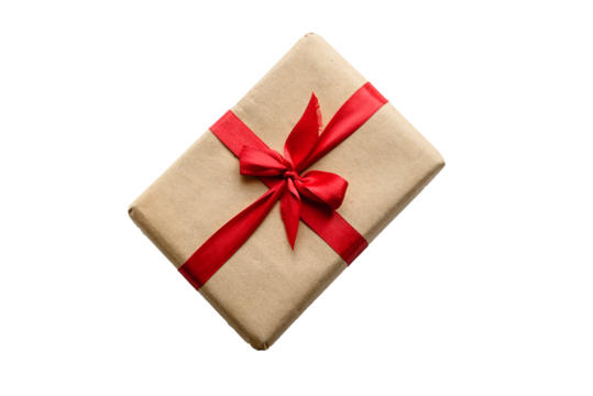 Gift box tied with red ribbon on transparent background