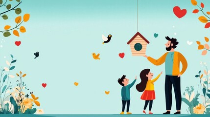 Family Painting of Birdhouse Decor and Fun