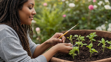 A person finding peace and relaxation through a simple, everyday activity like gardening, painting, or journaling, emphasizing mindful coping techniques for mental health.