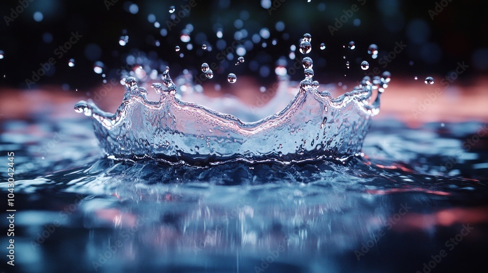 Poster close-up of a water splash creating ripples in a serene environment.