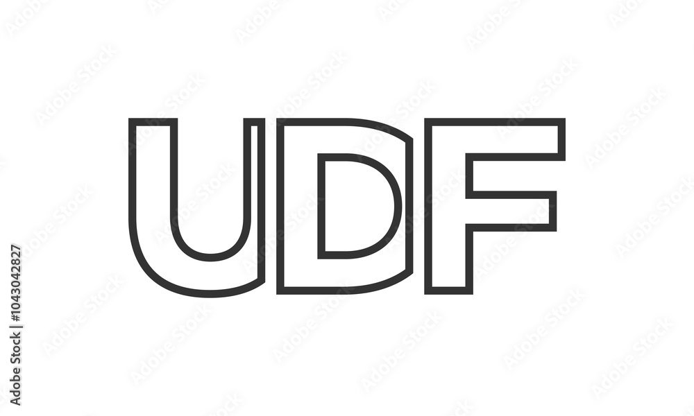 Poster udf logo design template with strong and modern bold text. initial based vector logotype featuring s