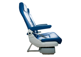 Modern airplane passenger seat isolated on transparent or white background