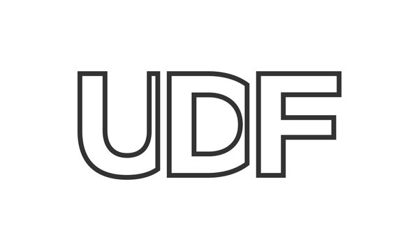 UDF logo design template with strong and modern bold text. Initial based vector logotype featuring simple and minimal typography. Trendy company identity.