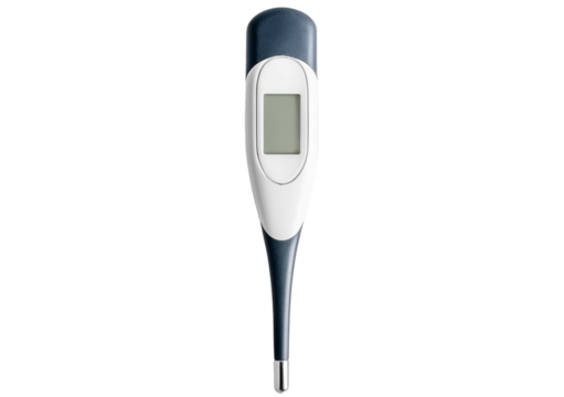 modern digital thermometer, electronic device used to measure temperature accurately isolated on transparent or white background